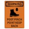 Signmission OSHA WARNING Sign, Foot Pinch Point Keep Back, 14in X 10in Aluminum, 10" W, 14" L, Portrait OS-WS-A-1014-V-13204 - alternate 1